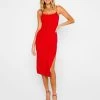 Lady In Red Slit Dress By Summer Haus - Red -Chic Mode Shop LADY IN RED SLIT DRESS SUMMER HAUS RED 1