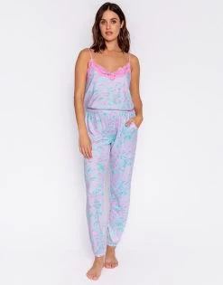 Leopard Dreams Jogger By P.J. Salvage - Aqua -Chic Mode Shop LeopardDreamsCami JoggerAqua6