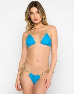 Madagascar Glam Tie Side Bottom - Blue Sea 9 Madagascar Glam Tie Side Bottom - Blue Sea -Chic Mode Shop MADAGASCARGLAMTRITOP TIESIDEBOTTOM BLSE 1