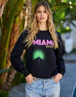 Miami Jet Setter Sweatshirt By Alla Berman - Black
