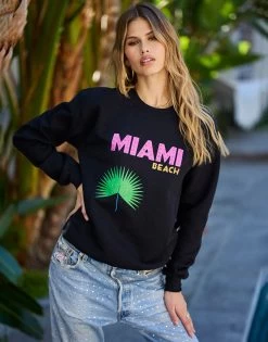 Miami Jet Setter Sweatshirt By Alla Berman - Black -Chic Mode Shop MIAMIJETSETTERSWEATSHIRTBLCK 3