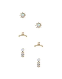 Opal And Crystal Babies Earring Set By Ettika - Gold -Chic Mode Shop OPAL CRYSTAL BABIES EARRING SET GOLD 3