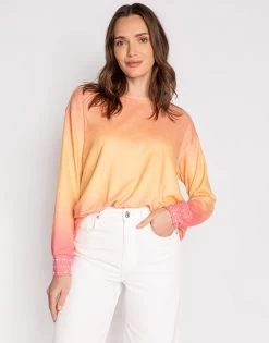 Paradise Pearls Long Sleeve Top By P.J. Salvage - Dusty Tangerine