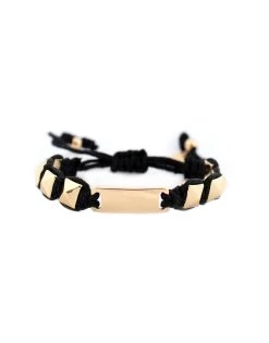 Pull Tie Bracelet By Marlyn Schiff - Gold/Black
