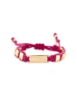 Pull Tie Bracelet By Marlyn Schiff - Gold/Fuchsia