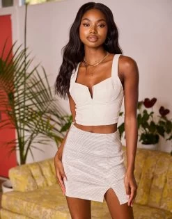 Kori Rhinestone Mini Skirt By Summer Haus - White