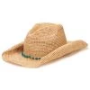 Crochet Raffia Cowboy W/ Beaded Trim By San Diego Hat Company - Natural/ Turquoise -Chic Mode Shop RHC1074OSNAT