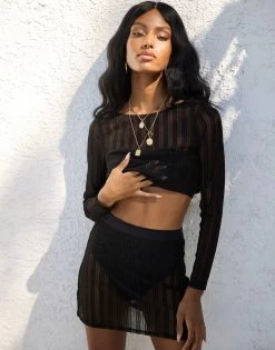 Sasha Crop Top - Black -Chic Mode Shop SASHA CROP TOP SASHA MINI SKIRT BLCK 5