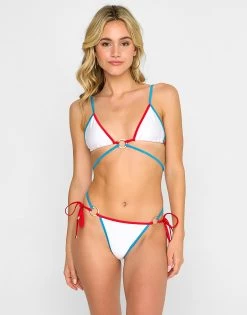 Selena Triangle Top - White/Red/Blue
