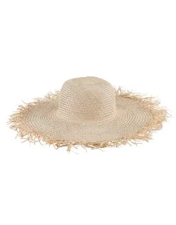Woven Sun Hat With Frayed Edge By San Diego Hat Company - Natural