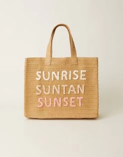 Sunrise, Suntan, Sunset Tote By BTB Los Angeles - Sand Coral Rainbow