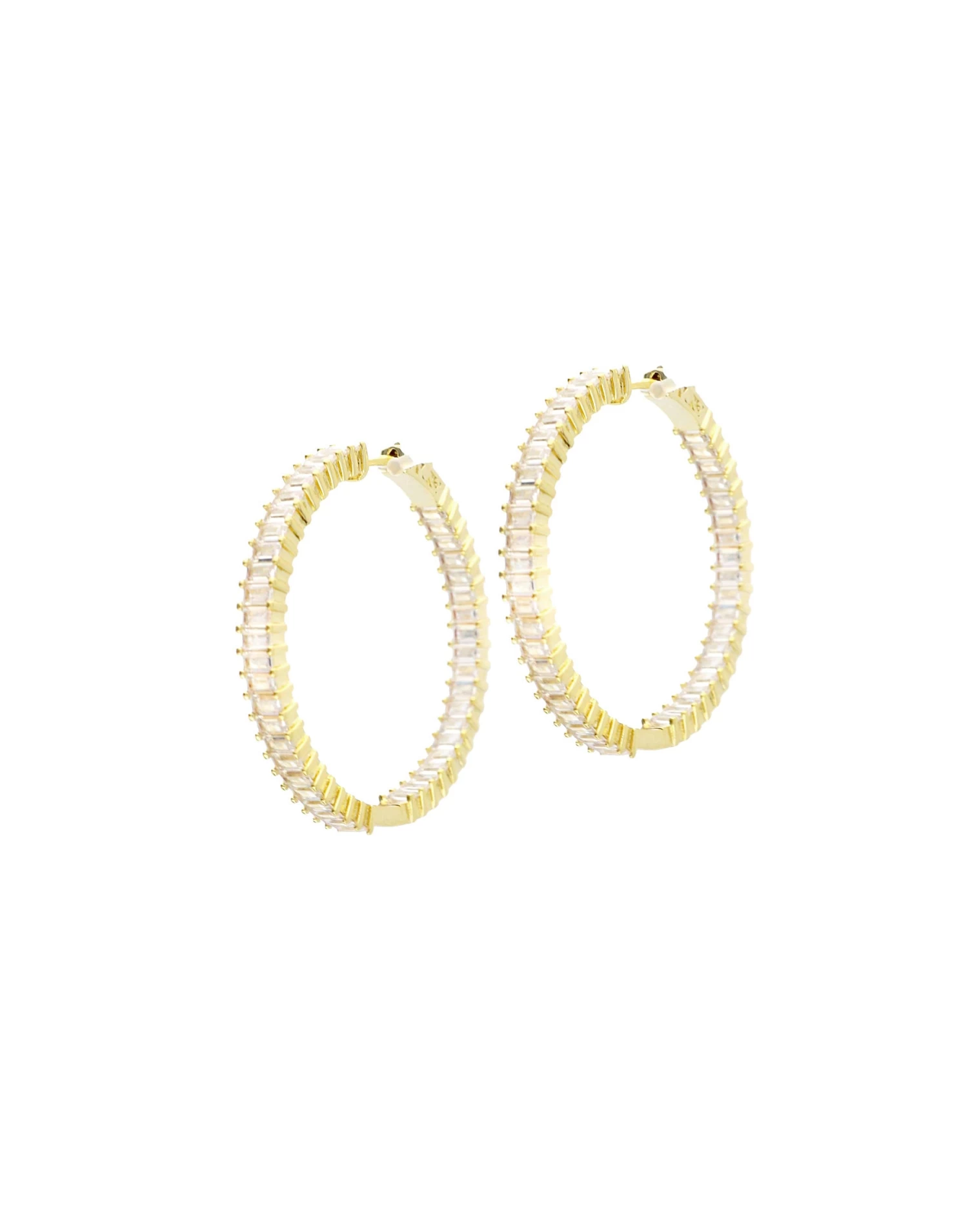 Sterling Baguette CZ Hoop By Marlyn Schiff - Gold 3 Sterling Baguette CZ Hoop By Marlyn Schiff - Gold