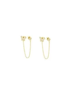 Sterling Double Hole Butterfly Chain Earring By Marlyn Schiff - Gold