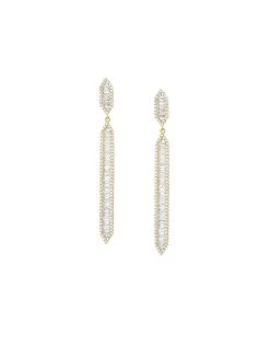 Sterling Elongated Marquise Baguette Drop Earring By Marlyn Schiff - Gold