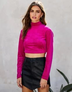 Tara Crop Top By Summer Haus - Fuchsia -Chic Mode Shop TARACROPFUCH 1