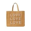 Three Times The Love Tote Bag By BTB Los Angeles - Sand/White -Chic Mode Shop THREETIMESTHELOVESANDWHITE