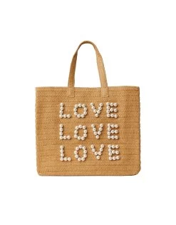 Three Times The Love Tote Bag By BTB Los Angeles - Sand/White