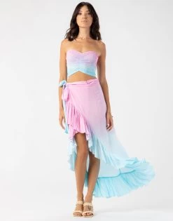 Tulip Wrap Skirt By Tiare Hawaii - Pink Aqua Ombre