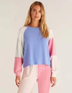 Color Block Raglan Top By Z Supply - Ocean Blue
