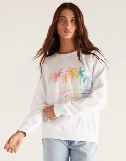 Vintage Palm Sweatshirt By Z Supply - White