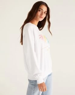 Vintage Palm Sweatshirt By Z Supply - White -Chic Mode Shop VintagePalmSweatshirtWhite2