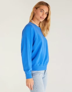 Vintage Statement Sweatshirt By Z Supply - Bright Blue -Chic Mode Shop VintageStatementSweatshirtBrightBlue2