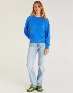 Vintage Statement Sweatshirt By Z Supply - Bright Blue -Chic Mode Shop VintageStatementSweatshirtBrightBlue4