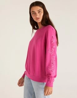 Vintage Statement Sweatshirt By Z Supply - Fiesta Fuchsia -Chic Mode Shop VintageStatementSweatshirtFiestaFuchsia