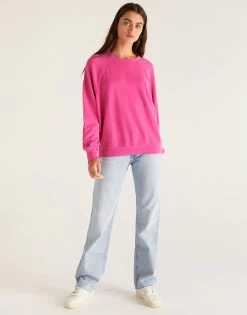 Vintage Statement Sweatshirt By Z Supply - Fiesta Fuchsia