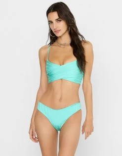 Wendy Bralette Top - Aqua Shiny Wide Rib 12 Wendy Bralette Top - Aqua Shiny Wide Rib -Chic Mode Shop WENDYBRALETTETOP GLORIAFULLBOTTOM AQUA 1