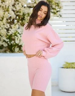 Winnie Biker Short - Blush -Chic Mode Shop WYATT CROPPED PULLOVER WINNIE BIKER SHORT BLSH 5