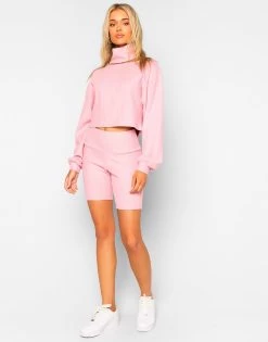 Winnie Biker Short - Blush -Chic Mode Shop WYATT CROPPED PULLOVER WINNIE BIKER SHORT BLUSH 1