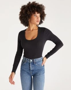 Sirena Rib Long Sleeve Top By Z Supply - Black