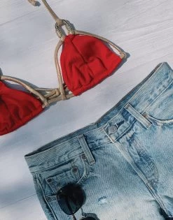 Madagascar Glam Triangle Top - Red -Chic Mode Shop madagascar glam b12111t1b1 red flatlay